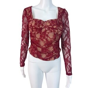 Madden Girl Burgundy Lace Top Whimsigoth Corset Size L New